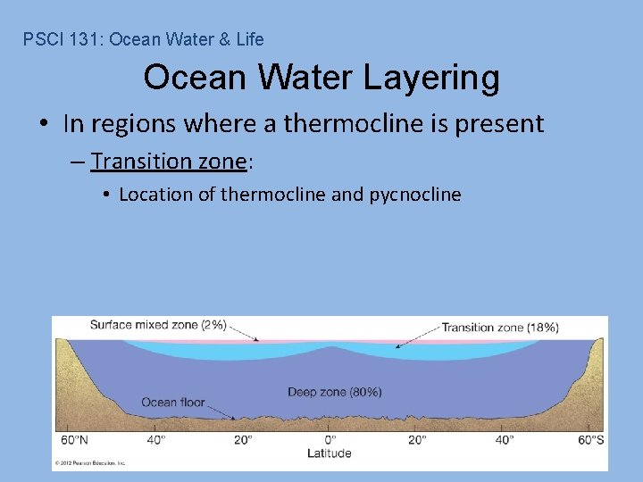 PSCI 131: Ocean Water & Life Ocean Water Layering • In regions where a PSCI 131: Ocean Water & Life Ocean Water Layering • In regions where a