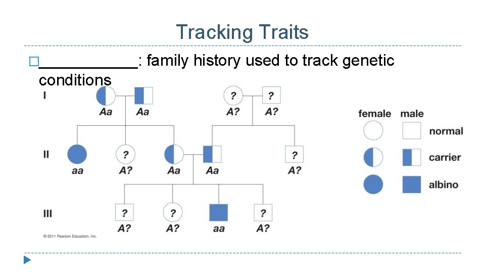 Tracking Traits �______: conditions family history used to track genetic 