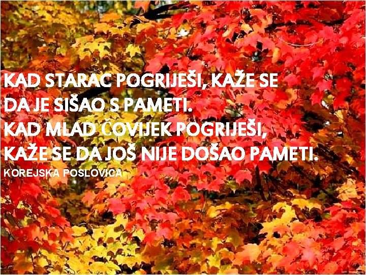 KAD STARAC POGRIJEŠI, KAŽE SE DA JE SIŠAO S PAMETI. KAD MLAD ČOVIJEK POGRIJEŠI,