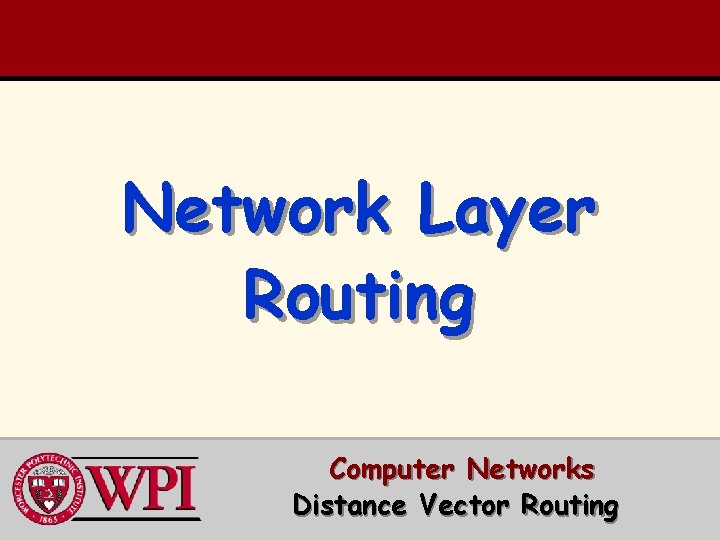 Network Layer Routing Computer Networks Distance Vector Routing 