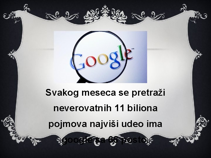 Svakog meseca se pretraži neverovatnih 11 biliona pojmova najviši udeo ima google sa 66