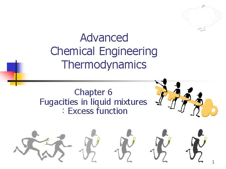 Advanced Chemical Engineering Thermodynamics Chapter 6 Fugacities in liquid mixtures ：Excess function 1 