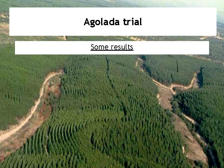 Agolada trial Some results 