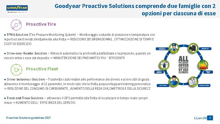 Goodyear Proactive Solutions comprende due famiglie con 2 opzioni per ciascuna di esse Proactive