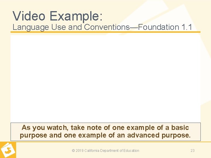 Video Example: Language Use and Conventions—Foundation 1. 1 As you watch, take note of