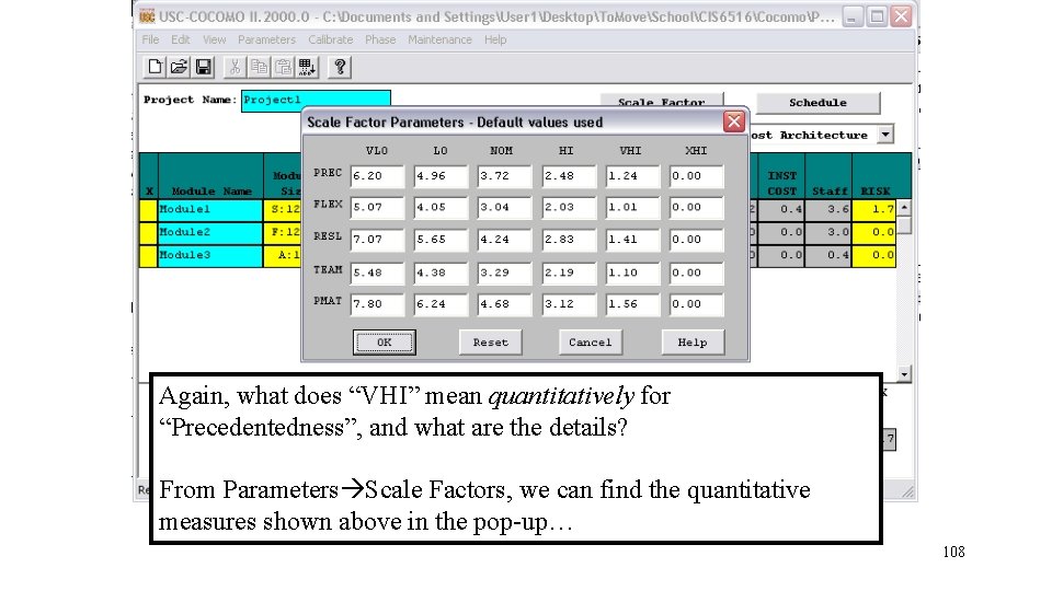 Again, what does “VHI” mean quantitatively for “Precedentedness”, and what are the details? From