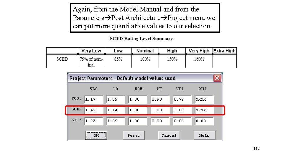 Again, from the Model Manual and from the Parameters Post Architecture Project menu we