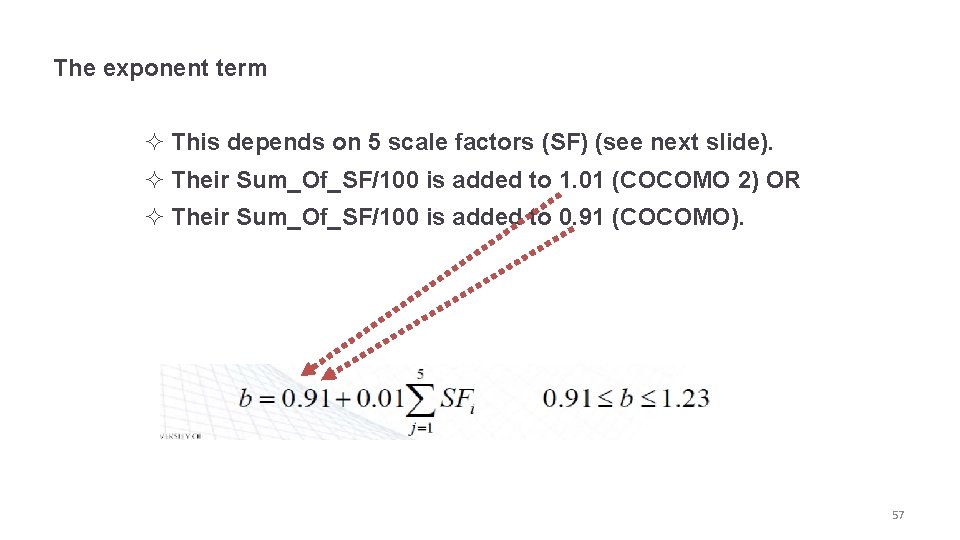 The exponent term ² This depends on 5 scale factors (SF) (see next slide).
