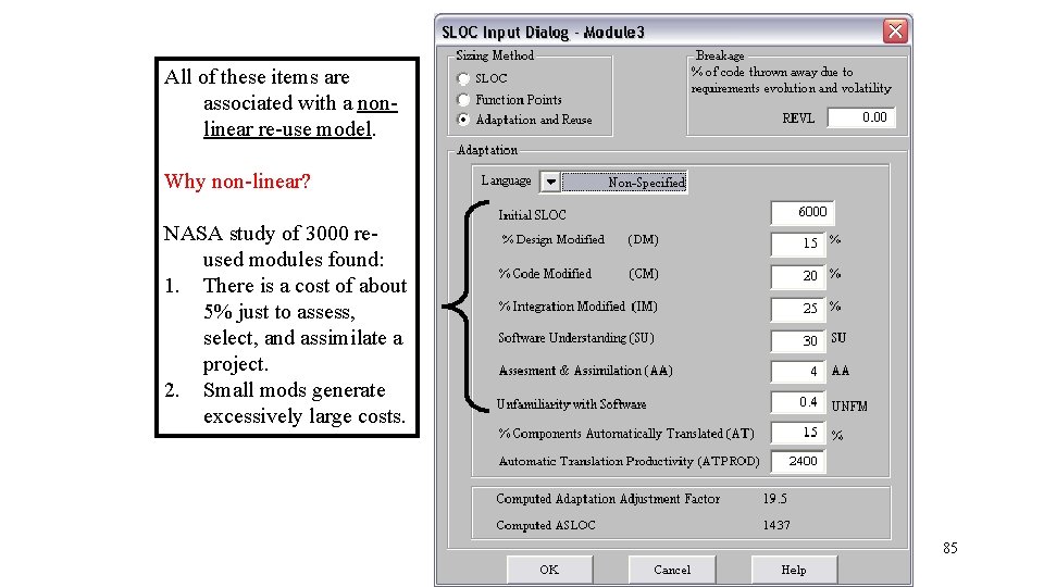 All of these items are associated with a nonlinear re-use model. Why non-linear? NASA