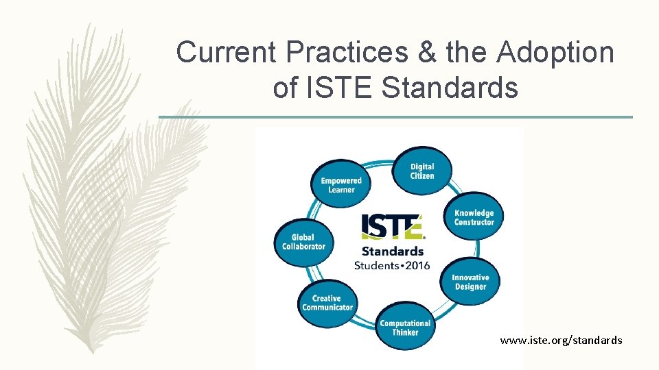 Current Practices & the Adoption of ISTE Standards www. iste. org/standards 