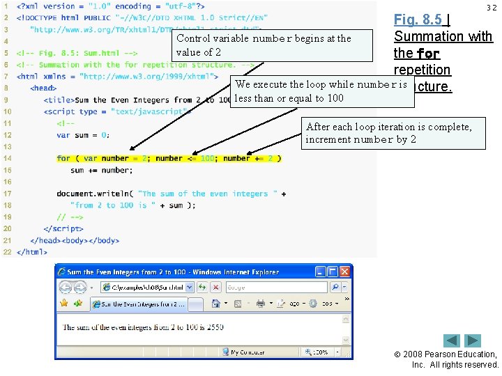 32 Fig. 8. 5 | Summation with Control variable number begins at the value