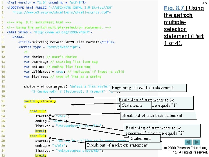 40 Fig. 8. 7 | Using the switch multipleselection statement (Part 1 of 4).