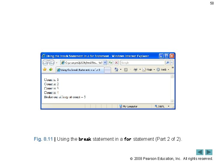 58 Fig. 8. 11 | Using the break statement in a for statement (Part
