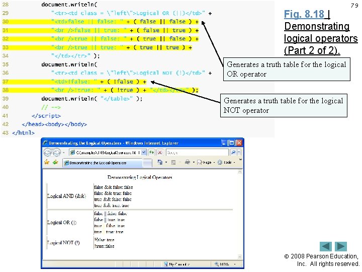 79 Fig. 8. 18 | Demonstrating logical operators (Part 2 of 2). Generates a