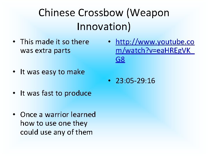 Chinese Crossbow (Weapon Innovation) • This made it so there was extra parts •