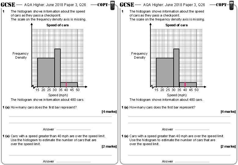 AQA Higher: June 2018 Paper 3, Q 26 1 AQA Higher: June 2018 Paper