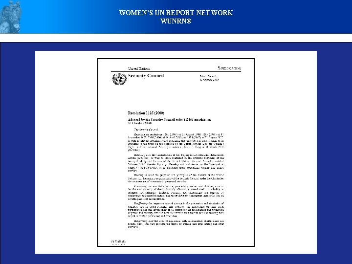 WOMEN’S UN REPORT NETWORK WUNRN® 