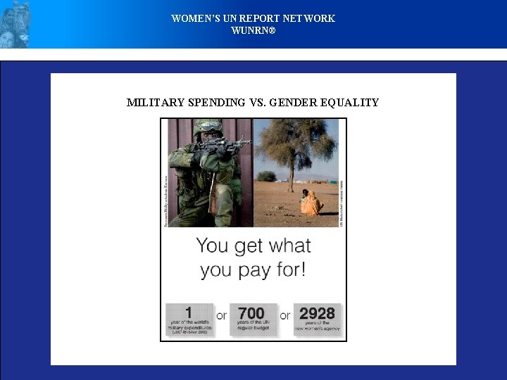 WOMEN’S UN REPORT NETWORK WUNRN® MILITARY SPENDING VS. GENDER EQUALITY 