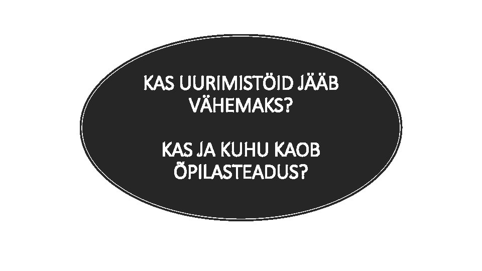 KAS UURIMISTÖID JÄÄB VÄHEMAKS? KAS JA KUHU KAOB ÕPILASTEADUS? 