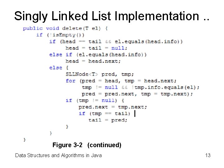 Singly Linked List Implementation. . Figure 3 -2 (continued) Data Structures and Algorithms in