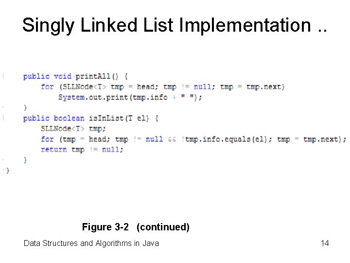 Singly Linked List Implementation. . Figure 3 -2 (continued) Data Structures and Algorithms in