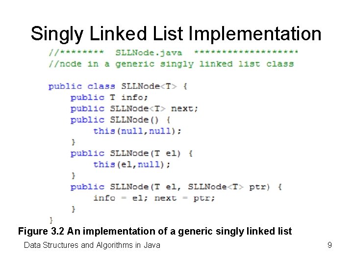 Singly Linked List Implementation Figure 3. 2 An implementation of a generic singly linked