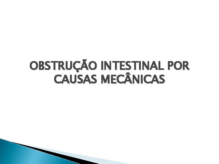 OBSTRUÇÃO INTESTINAL POR CAUSAS MEC NICAS 