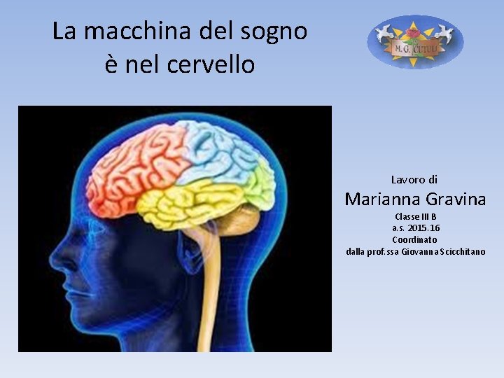 La macchina del sogno è nel cervello Lavoro di Marianna Gravina Classe III B