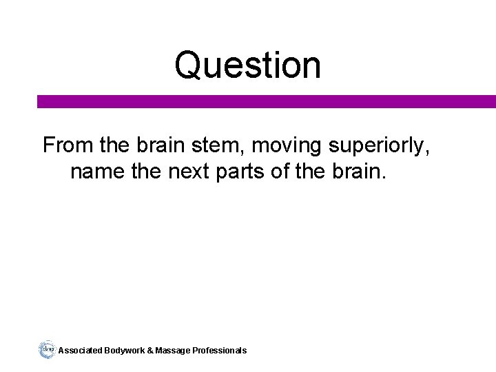 Question From the brain stem, moving superiorly, name the next parts of the brain.