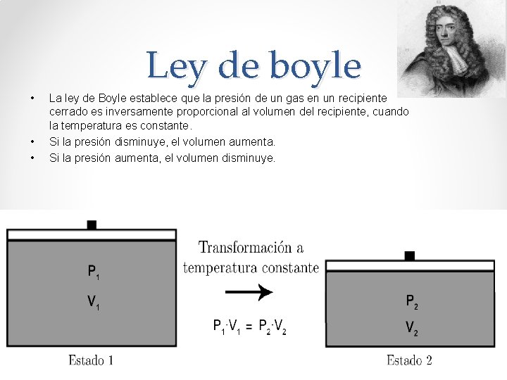 Ley de boyle • • • La ley de Boyle establece que la presión