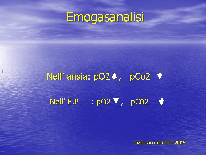 ell Emogasanalisi Nell’ ansia: p. O 2 , p. Co 2 Nell’ E. P.