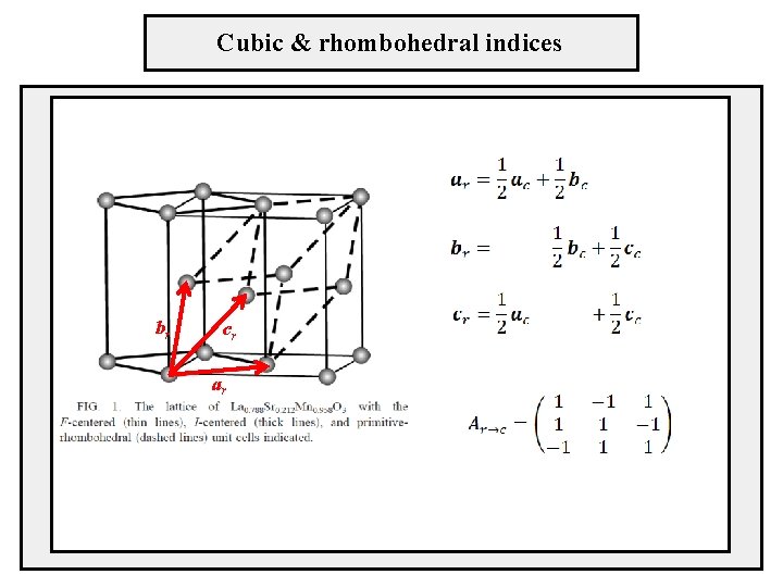 Cubic & rhombohedral indices br cr ar 