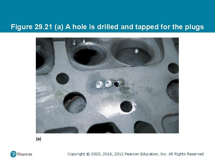 Figure 29. 21 (a) A hole is drilled and tapped for the plugs Copyright