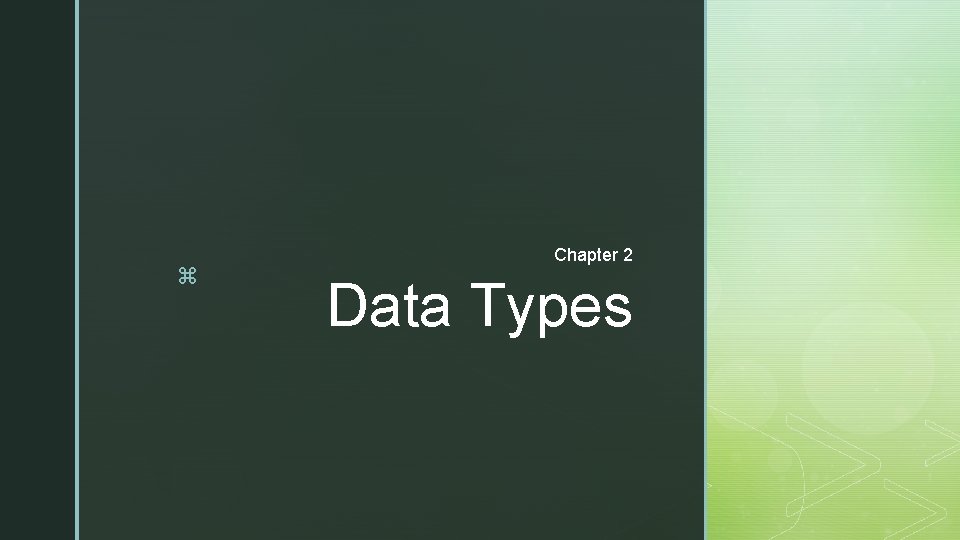 z Chapter 2 Data Types 