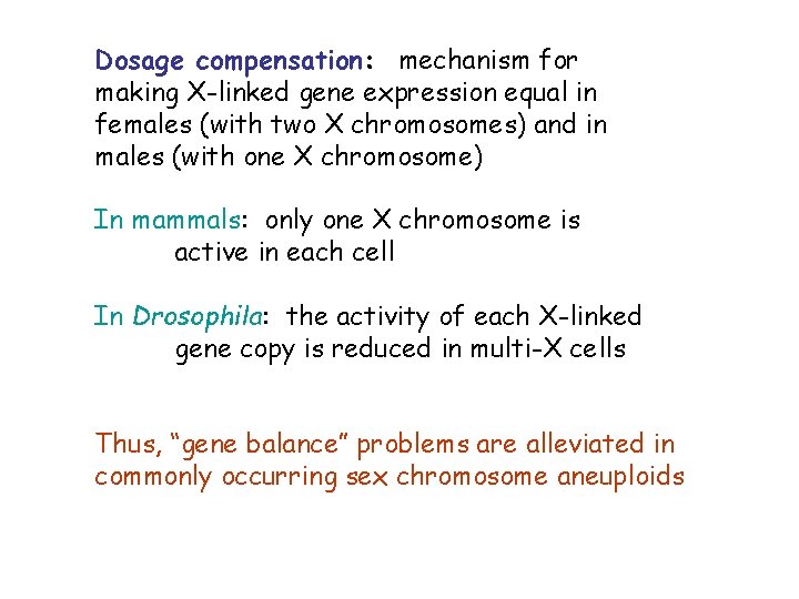 Dosage compensation: mechanism for making X-linked gene expression equal in females (with two X