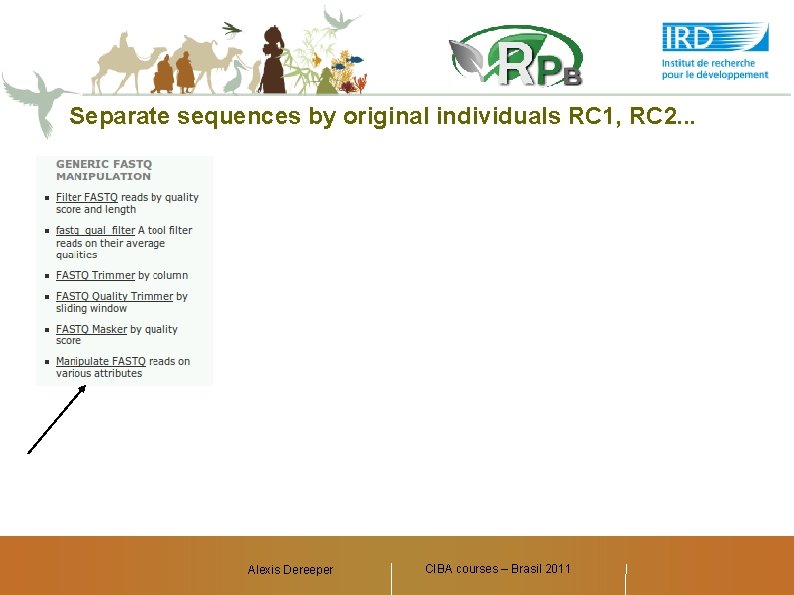 Separate sequences by original individuals RC 1, RC 2. . . Alexis Dereeper CIBA