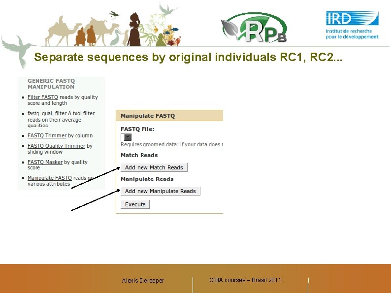 Separate sequences by original individuals RC 1, RC 2. . . Alexis Dereeper CIBA