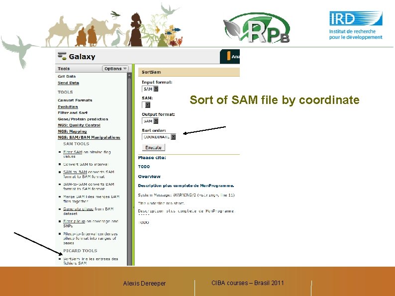 Sort of SAM file by coordinate Alexis Dereeper CIBA courses – Brasil 2011 Alexis