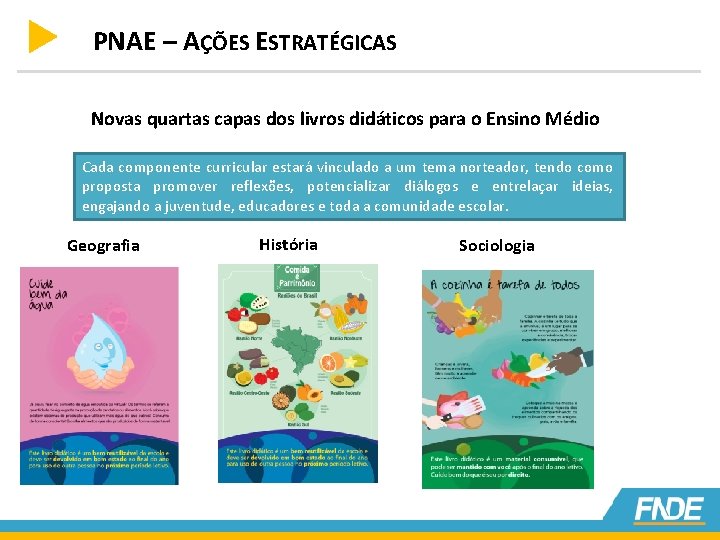 PNAE – AÇÕES ESTRATÉGICAS Novas quartas capas dos livros didáticos para o Ensino Médio