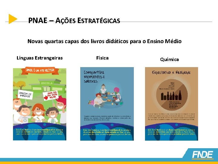 PNAE – AÇÕES ESTRATÉGICAS Novas quartas capas dos livros didáticos para o Ensino Médio