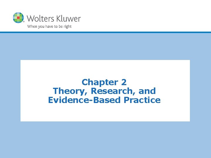 Chapter 2 Theory, Research, and Evidence-Based Practice Copyright © 2011 Wolters Kluwer Health |