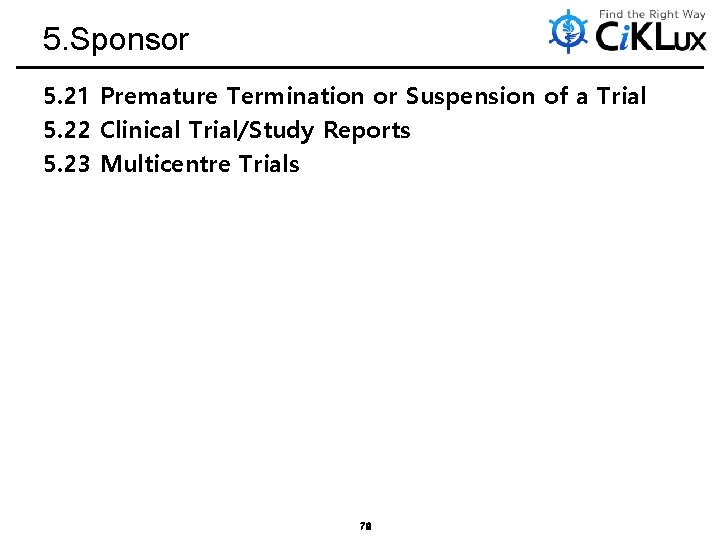 5. Sponsor 5. 21 Premature Termination or Suspension of a Trial 5. 22 Clinical