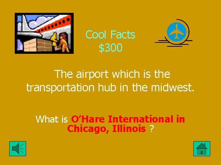 Cool Facts $300 The airport which is the transportation hub in the midwest. What