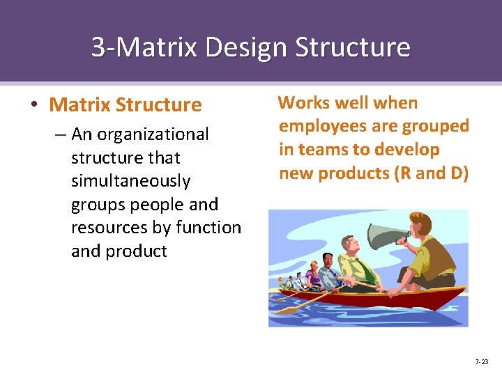 3 -Matrix Design Structure • Matrix Structure – An organizational structure that simultaneously groups