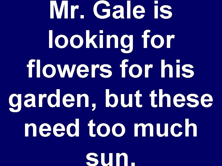 Mr. Gale is looking for flowers for his garden, but these need too much