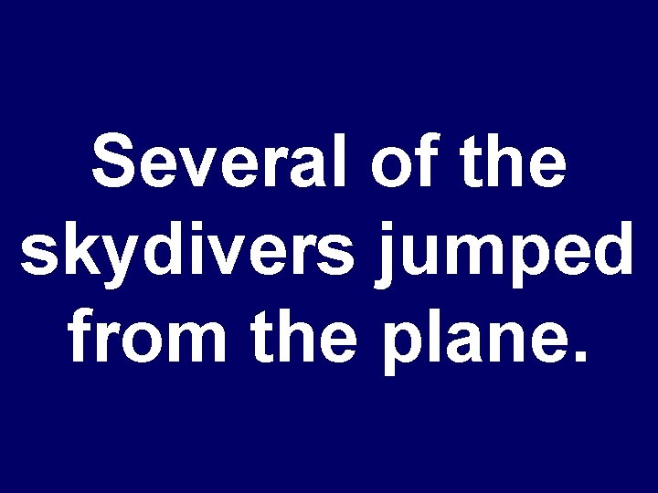 Several of the skydivers jumped from the plane. 