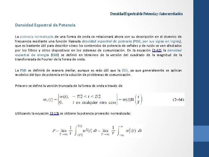 Densidad Espectral de Potencia y Funcin de Autocorrelacin