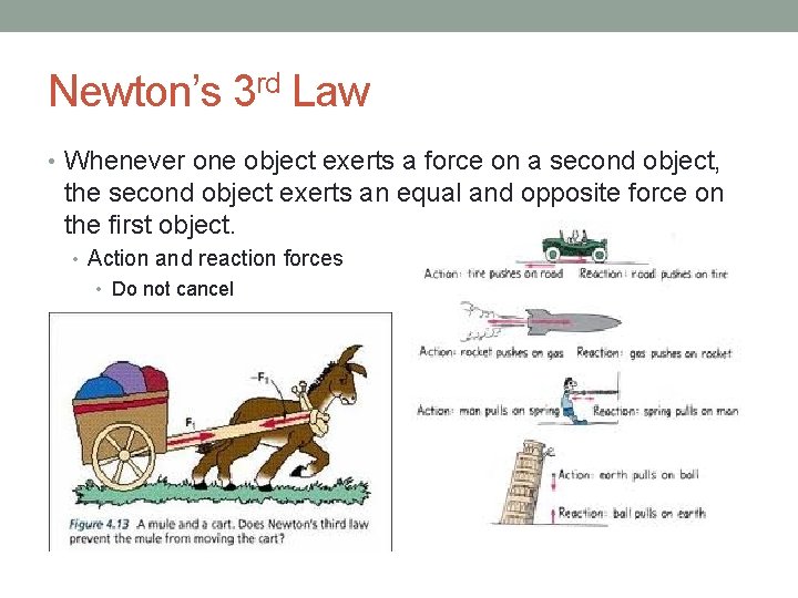 Newton’s 3 rd Law • Whenever one object exerts a force on a second