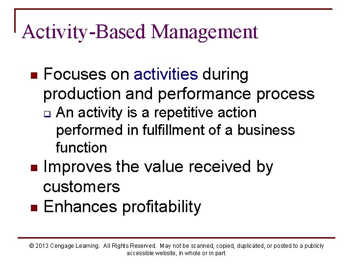 Chapter 4 ActivityBased Management and Activity Based Costing