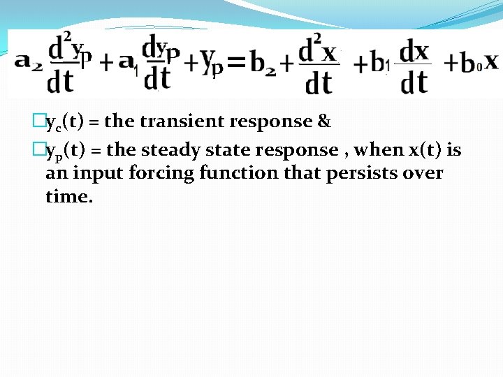 �yc(t) = the transient response & �yp(t) = the steady state response , when